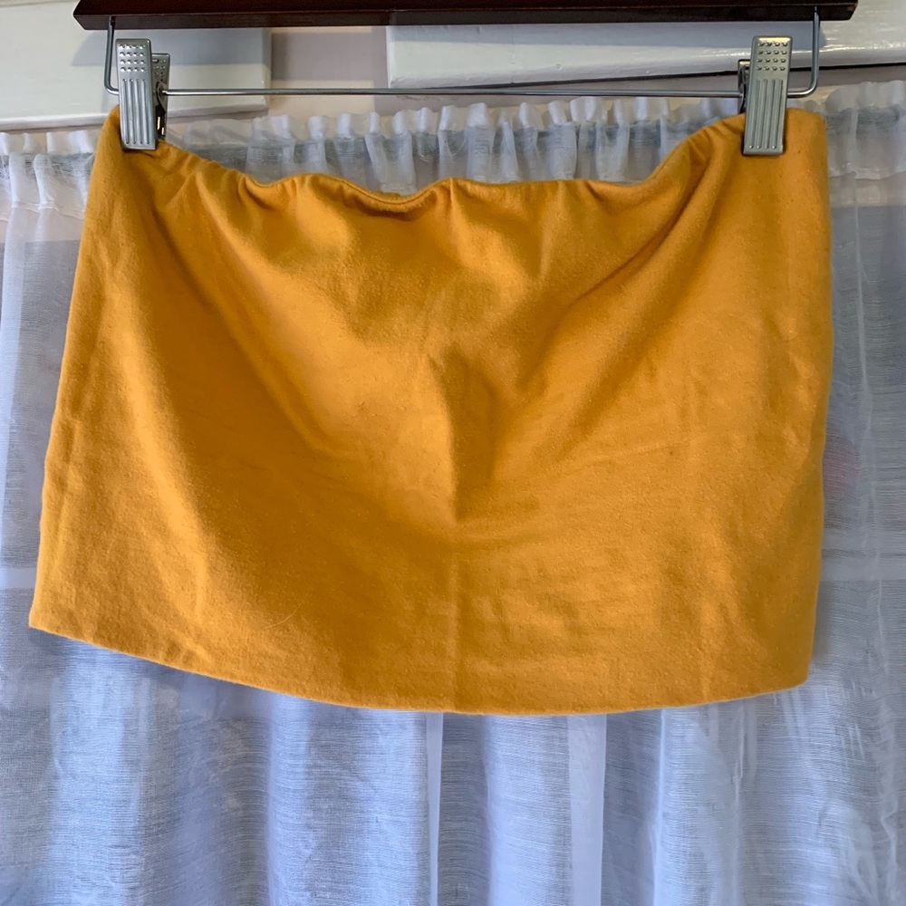 Mustard yellow tube top.